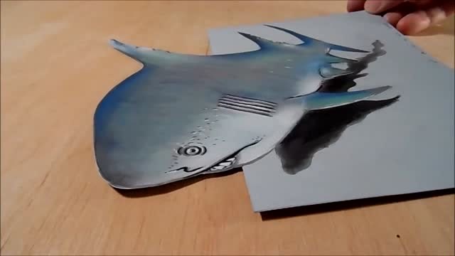 儿童益智早教:如何绘制3d鲨鱼技巧