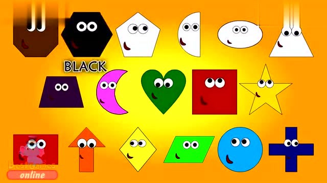 益智动画:不同颜色的几何形状学习英语