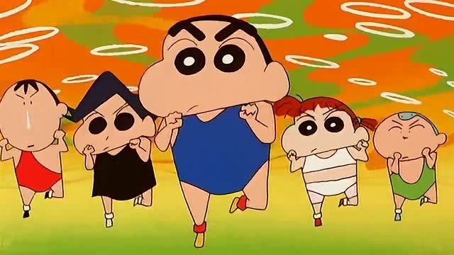 蜡笔小新:小新们一身健身服,跳健身操庆祝大联欢!