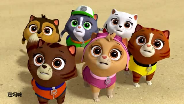 调皮捣蛋猫咪大队跳上气垫床飘走了,韩丁纳市长求助于汪汪队