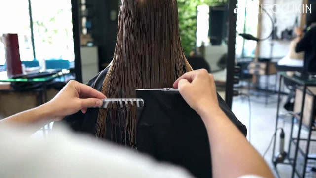 零层次修剪女生自然长发,看着都舒服