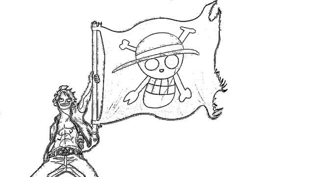 一分钟简笔画 海贼王路飞海贼旗帜!