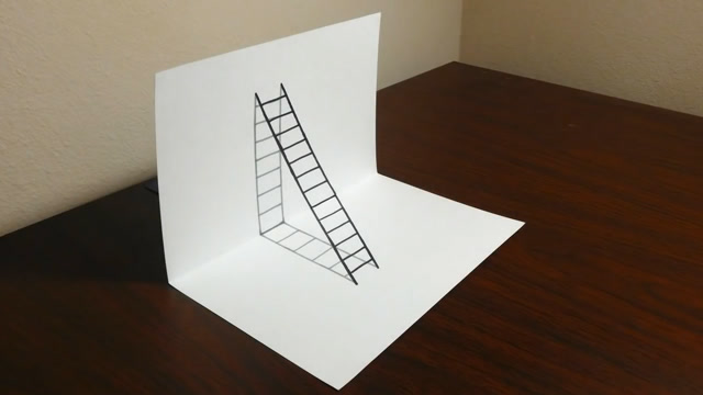 如何画3d画立体画,这个视频教你简易3d立体梯子