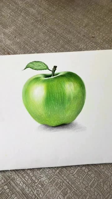 立体画,画一个3d的青苹果,你看像吗