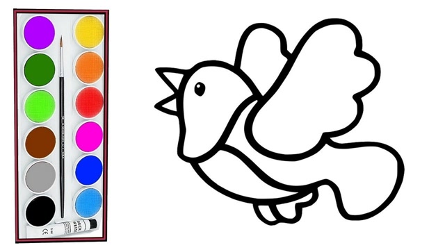 儿童简笔画:七彩鸟画画