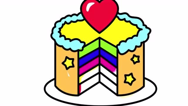 亲子益智简笔画:给宝宝画彩虹生日蛋糕, 听abc儿歌