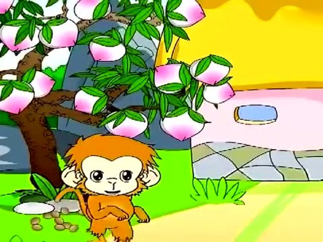 好听宝宝睡前故事,小猴子吃桃,白兔大婶家有一颗桃子树