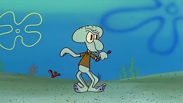 章鱼哥跳舞吹泡泡,最后用喉咙喊出一个大泡泡