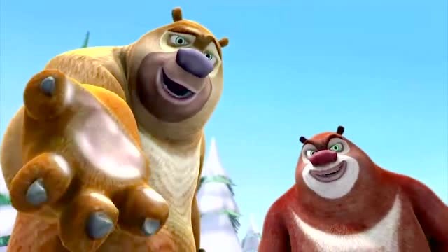 熊出没之过年:熊大熊二团结协作,将光头强送上回家的火车!