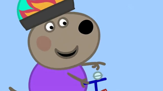 佩奇和乔治骑单车遇到小狗丹尼,他们比赛看谁先到山顶