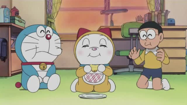 《哆啦a梦》哆啦美分享菠萝面包给哆啦a梦和大雄吃,真棒!