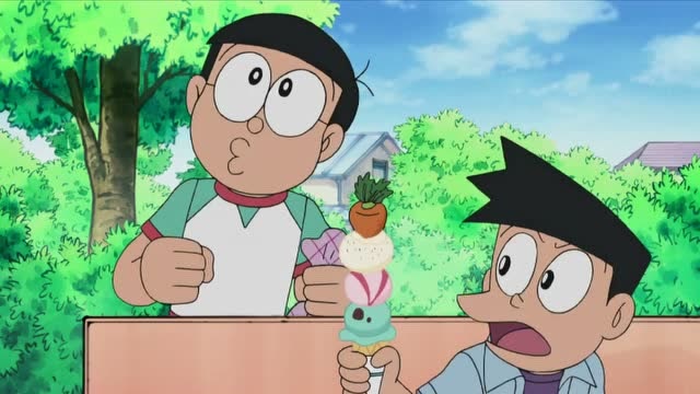 《哆啦a梦》冰激淋看起来好好吃,大雄好又尝一口