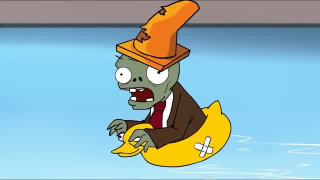 植物大战僵尸:豌豆射手向日葵泳池大战路障救生圈僵尸