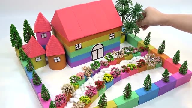 外国diy手工达人,教你用彩色粘土制作漂亮的花园别野