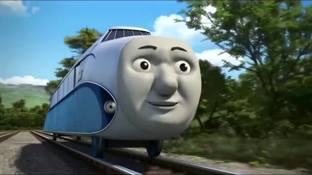 托马斯小火车雨果觉着自己应该像飞船一样飞起来他努力的尝试