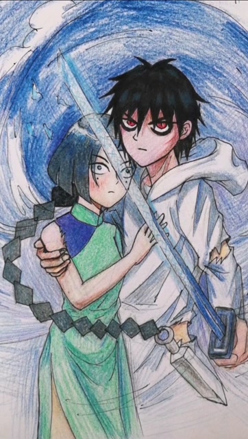 手绘刺客伍六七和梅花十三彩铅上色