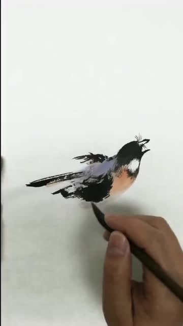 国画教程用毛笔画出这样的鸟儿超好看笔法清晰简单易学