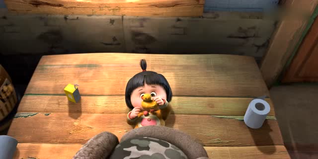 熊出没之夺宝熊兵:光头强给小孩换尿布,小孩很开心!