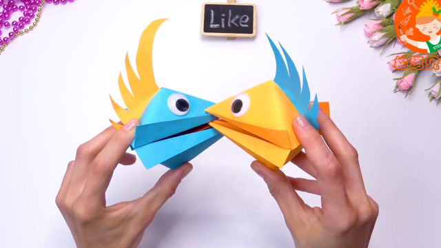 立体折纸手工教程,制作有趣的大嘴鸟