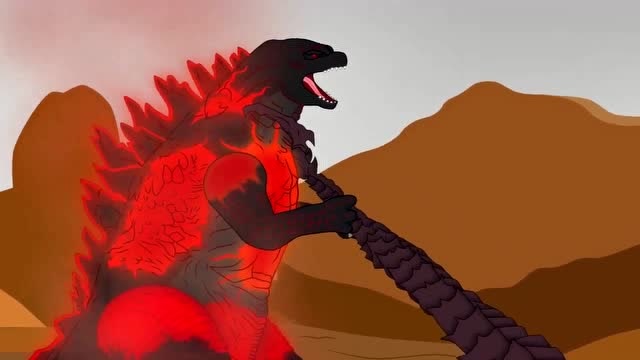 哥斯拉大战怪兽动画 哥斯拉核能爆膨 蝙蝠怪