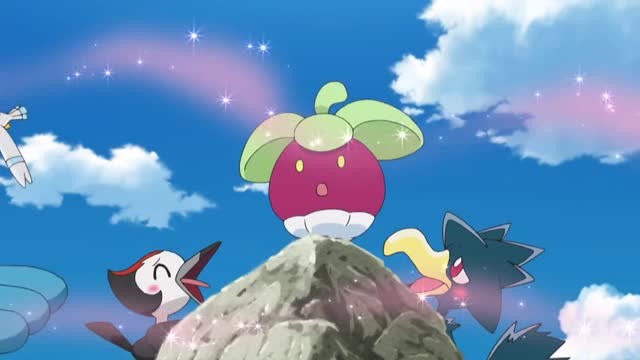 甜竹竹宝可梦散发着花粉,招来了许多宝可梦,真是独特