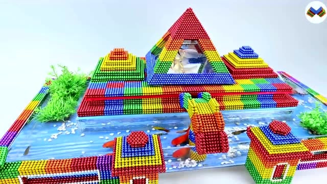 创意巴克球教程,如何用彩虹巴克球建造金字塔水族馆?有创意,成品超棒