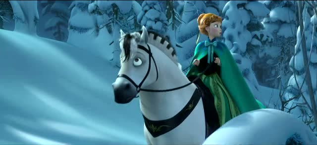 冰雪奇缘:安娜的马被吓跑了,只剩下安娜一个人在雪地里