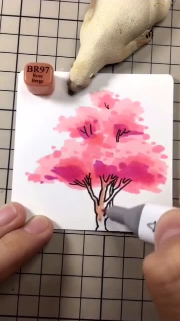 人的简单画法樱花树图片