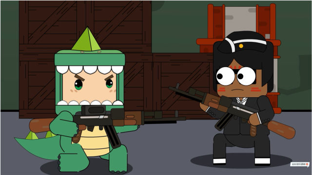 迷你吃鸡小队第83集:迷斯拉背后偷袭黑人玩家,吓得他墨镜都破了!