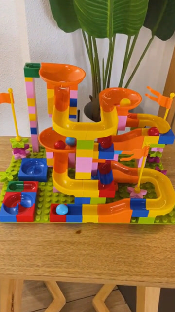 百变滑道积木简单拼装玩耍一下午