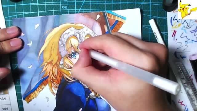 「马克笔手绘」圣女贞德,上色