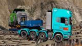欧洲卡车模拟2崎岖抠脚的山路运送61吨超重火车头