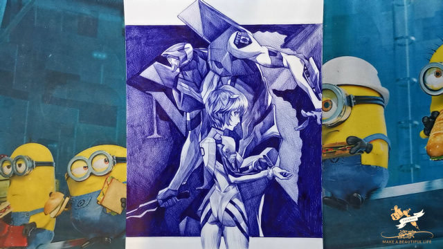 完美,圆珠笔手绘《eva》零号机