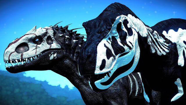 骸骨龙 vs 狂暴龙(骸骨皮肤)~(侏罗纪世界:进化)