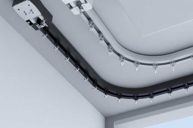 绿创一体成型弯轨电动窗帘测试对比