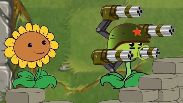 植物大战僵尸:步兵僵尸pk机关枪植物,谁更厉害