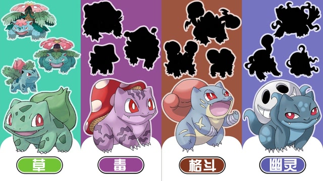 神奇宝贝妙蛙种子的幽灵毒格斗属性毒属性顶着红伞伞