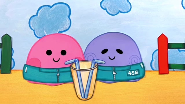 小红和小蓝抠糖饼,小蓝的糖饼碎了,小姐姐还请他们喝可乐!