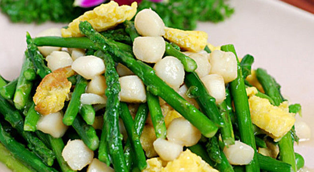 每日家常菜芦笋炒鲜贝清热增强免疫力