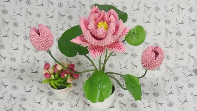 三角插折纸视频教程荷花