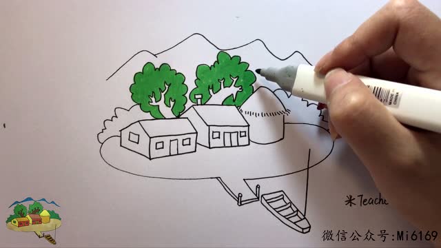 简笔画-小渔村