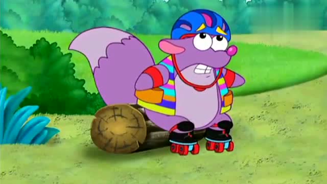 爱探险的朵拉8:朵拉和布茨教松鼠溜冰,好可爱