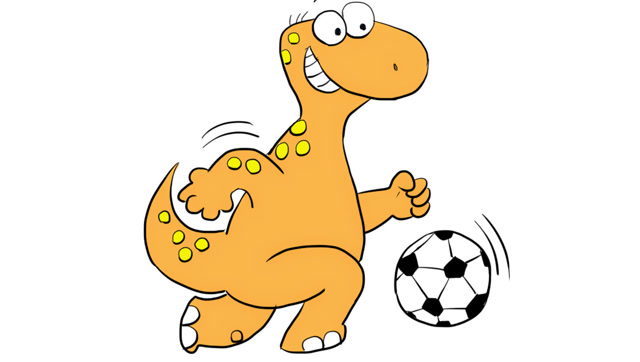 恐龙世界之爱踢足球的卡通恐龙简笔画