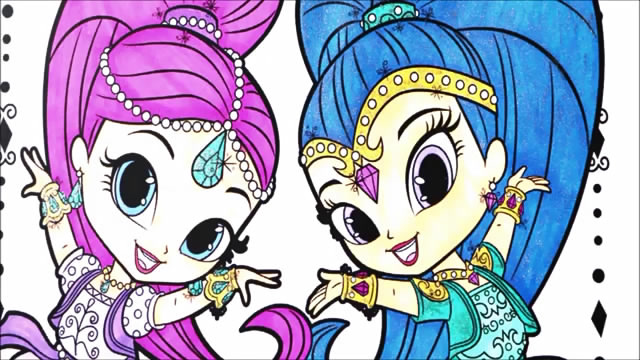亲子涂色画:魔发精灵画画