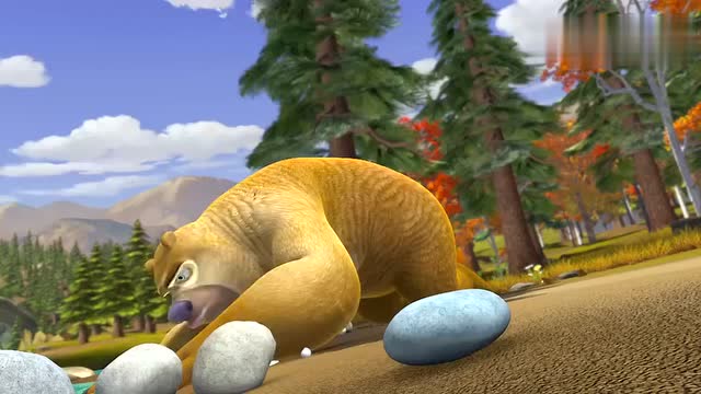 熊出没 熊二终于找到了做滑冰鞋的圆石头