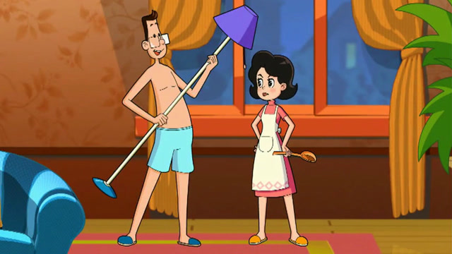 大头儿子给围裙妈妈背古诗,柳宗元的《江雪》,小朋友们快来学吧