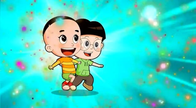 大头儿子在学校终于得了第一名,他和小明参加了两人三足比赛