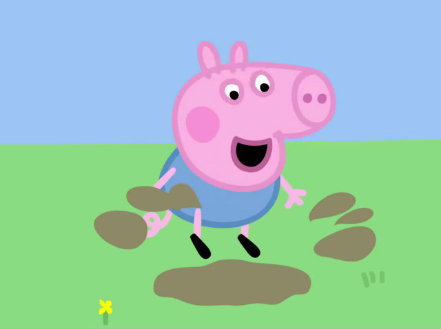 小猪佩奇益智拼图:乔治在泥坑里面跳的好开心!