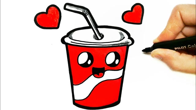 趣味简笔画:画彩色饮料杯