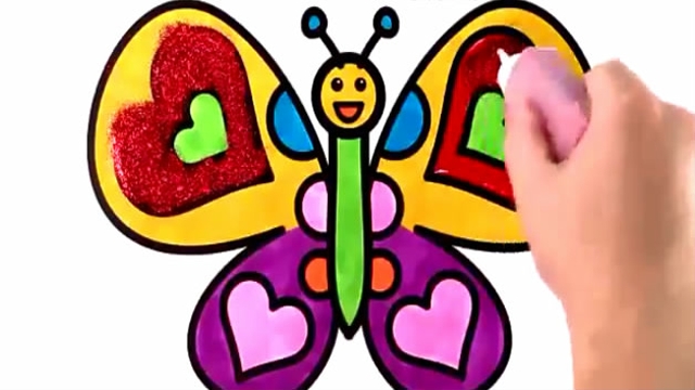 亲子简笔画:金粉彩虹大蝴蝶